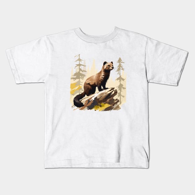 Pine Marten Kids T-Shirt by zooleisurelife